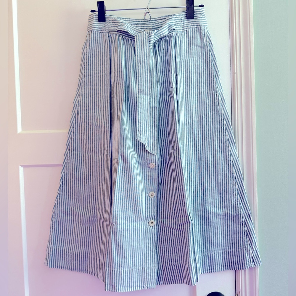 Madewell cotton blue and white striped skirt
